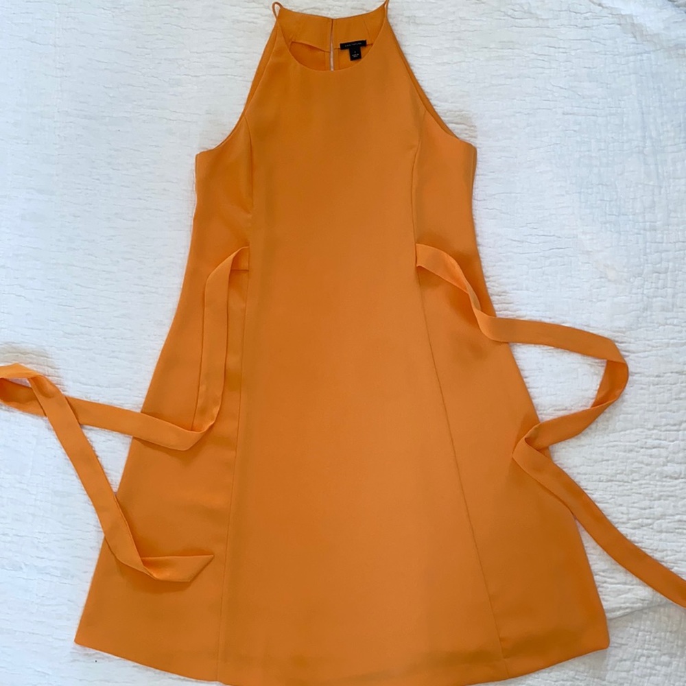 Ann Taylor Belted Dress | bold orange color like new